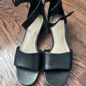 Clarks Black Leather Sandals with Ankle Strap